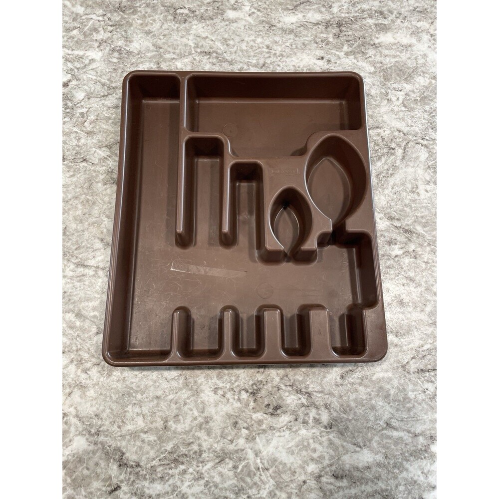 Rubbermaid Vtg Brown Silverware Flatware Tray Utensil Holder 2922 6 Slot